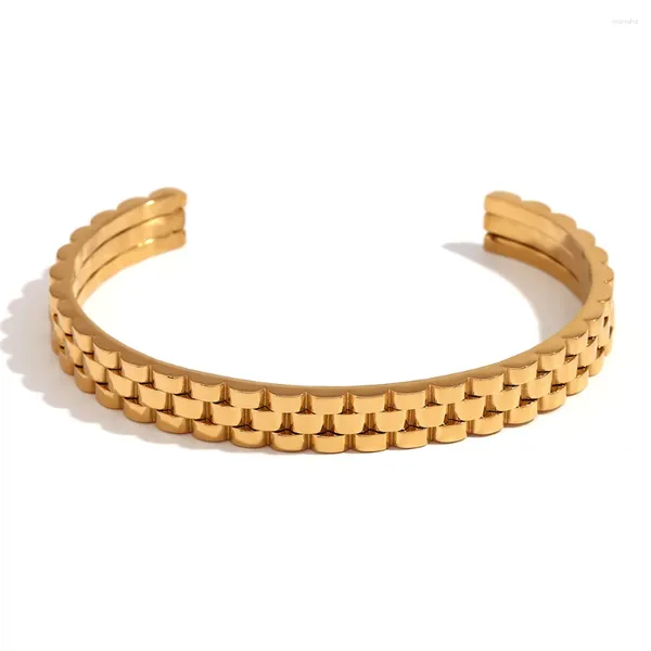 Bracelet de luxe minimaliste bracelet de montre forme ouverture en acier inoxydable pour les femmes or argent couleur étanche bijoux