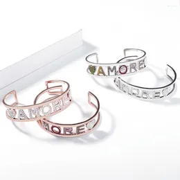 Bangle luxe roestvrijstalen open armband met brief mode eerste alfabet amore charmes armbanden voor vrouwen 2024