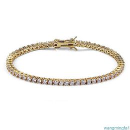 Bracelet M 7-8 Bracelet de tennis en zircone cubique pour hommes femmes Hip Hop bijoux glacés 1 rangée Bling Gold Cz Bracelets à breloques Drop Deliver