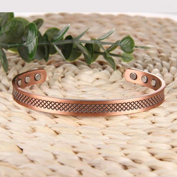 Brazalete Pulsera De Cobre Magnético Chapado En Oro De 18 Quilates Unisex Imanes De 3500 Gauss Brazalete Ajustable Para Artritis