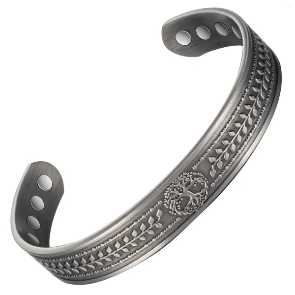 Bracelet magnétique en cuivre pur, anneau d'énergie de guérison, ensemble de bijoux pour hommes, manchette hautement réglable