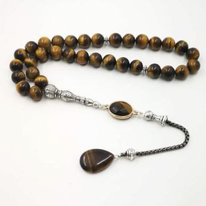 Bracelet homme Tasbih naturel oeil de tigre pierre perles de prière musulmane islamique Eid Ramadan cadeaux de qualité chapelet 33 66 99 perles 230915