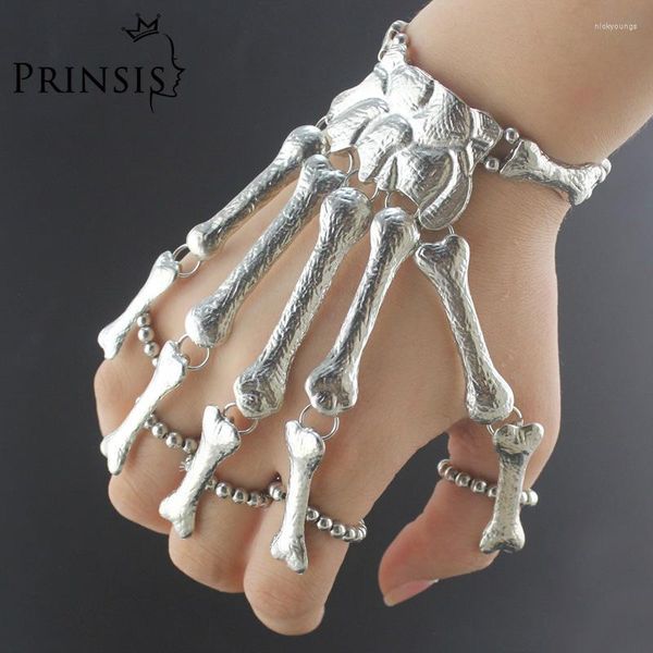 Brazalete hombre/mujer club nocturno Punk calavera pulsera de dedo gótico esqueleto mano pulseras flexibles Navidad Halloween regalo RCH3