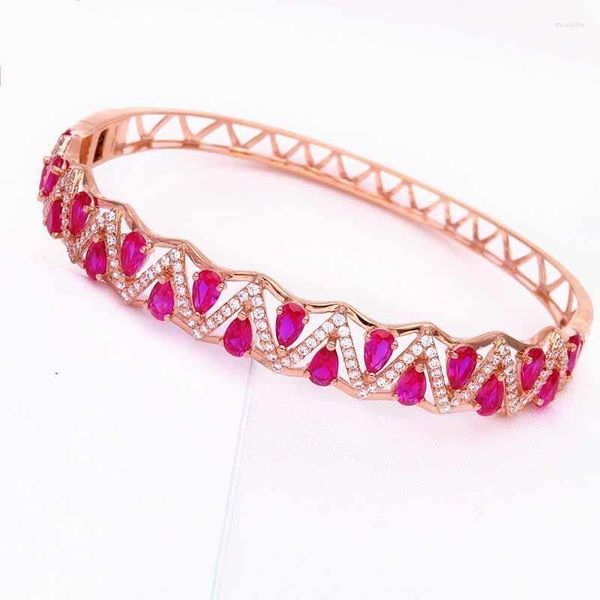 Brazalete Manzhouli Rusia 585 oro púrpura 14K color rosa estilo europeo y americano pulsera de lujo Redstone para mujer