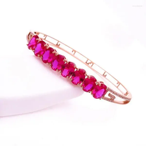 Brazalete Manzhouli Rusia 585 Pulsera de piedra roja con incrustaciones de oro púrpura Moda de lujo para mujer 14K Color