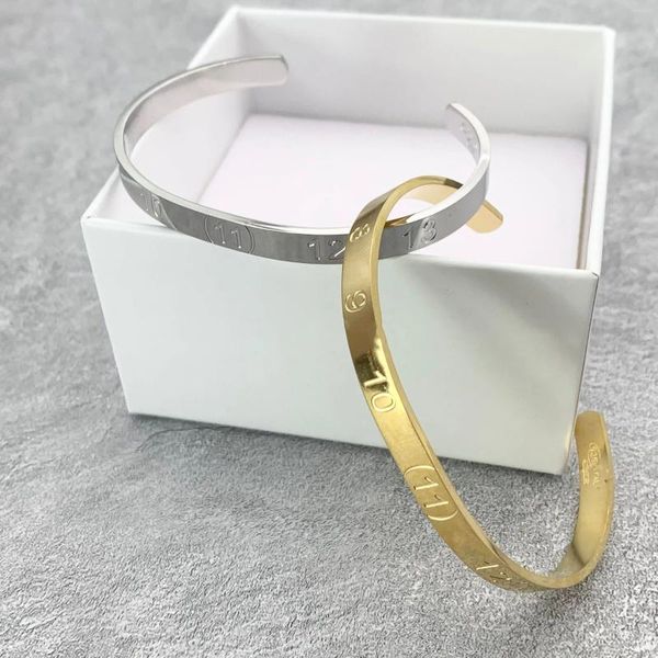 Brazalete Margiela MM6 Pulsera abierta para hombre Edición fina Número de la suerte Brazaletes para mujer Joyería de Navidad de San Valentín unisex