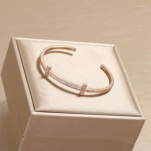 Bangle MASA Licht Luxe Zirkoon Armbanden Voor Vrouwen Niche T Type Eenvoudige Open Vriend Verjaardagscadeau Sieraden