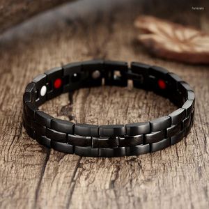 Bracelet hommes noir Bracelet main chaîne santé énergie Germanium magnétique mâle acier inoxydable Bracelets pour bijoux cadeau