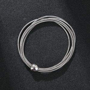 Bracelet Bijoux pour hommes Cadeau de vacances Spherical Steel Ball Charm Metal Elastic Ring Combinaison Inoxydable Spring BraceletBangle BangleBangle