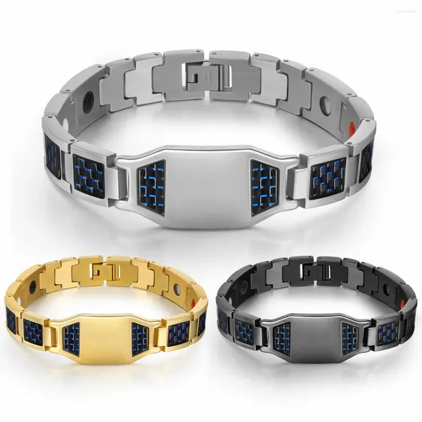 Bracelet en titane et acier pour hommes, blocs magnétiques, Bracelet de montre en Germanium pour l'arthrite, bijoux de qualité chirurgicale