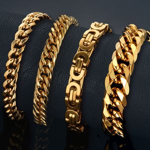 Bangle Heren 316L Roestvrij Staal Mannelijke Armband Groothandel Braslet Goud Zilver Kleur Armband Dikke Cubaanse Ketting Link Armband Voor Man 230919