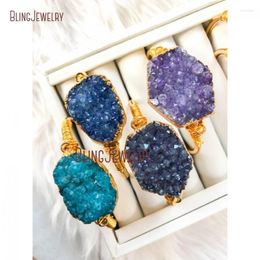 Bracelet sirène cadeau bleu violet cristal Druzy femmes bijoux réglables Valentine amour