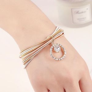 Bracelet Métal Guitare Corde Bijoux Mignon Cadeau Femme Circulaire Brillant Strass Classique Mode Couleur Mixte Multi-Étages Printemps Bracelet