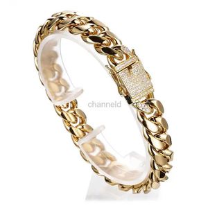 Bangle Miami Cubaanse Link Chain Armband voor Vrouwen Mannen Bangls Goud Kleur Roestvrij Staal Luxe Kristal Pols Kettingen Sieraden 240319