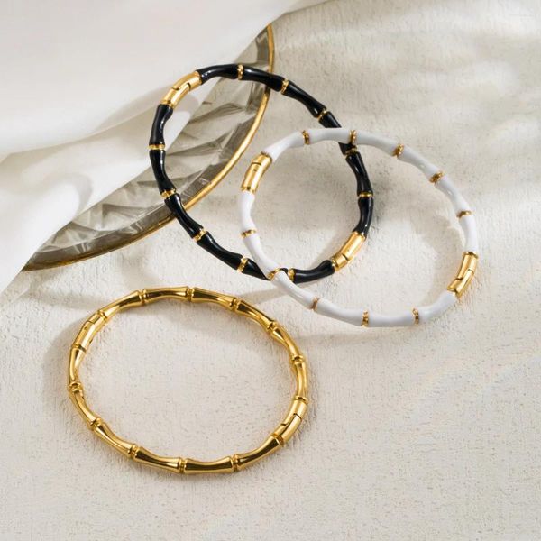 Bracelet Design minimaliste bambou pour femmes hommes luxe en acier inoxydable Bracelet bijoux Couple fête ami cadeaux