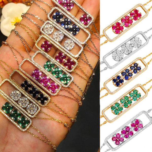 Brazalete Missvikki Flor de lujo Pulseras de eslabones cubanos Brazaletes Zirconia cúbica CZ Brazalete bohemio para mujer Joya de moda para mujer