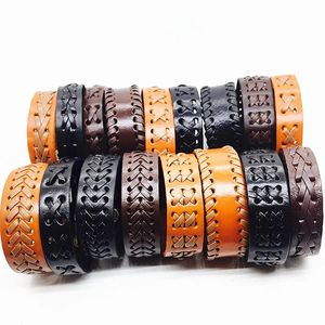 Bangle mixmax 50 stcs mannen lederen armband bangle polsband vintage retro dames unisex handgemaakte drukknop zwart bruin mode sieraden