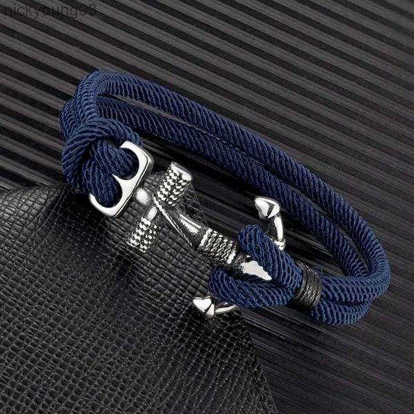 Bracelet MKENDN Bracelets d'ancre imperméables hommes double brin bracelet de corde de survie nautique pour femmes en acier inoxydable marine Sport BuckleL2403