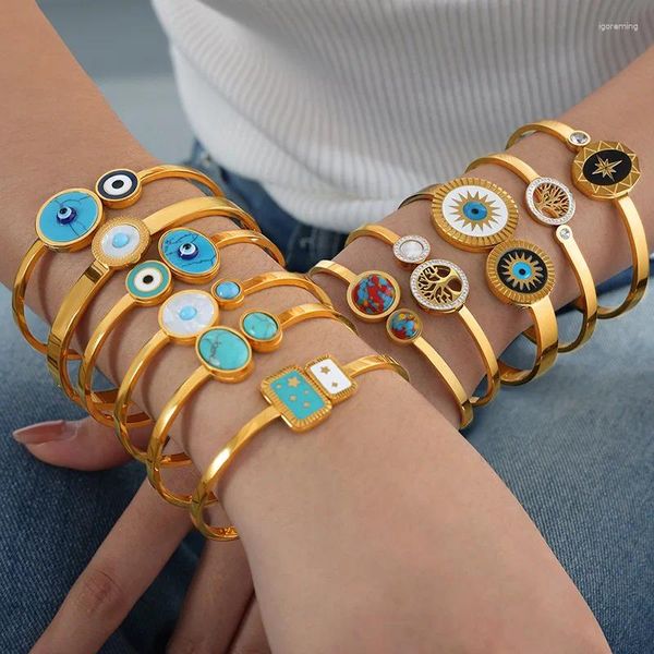 Bracelet Bracelet moderne en acier inoxydable pour femmes, bleu, goutte d'huile, Turquoise, Couple, bijoux de luxe de styliste