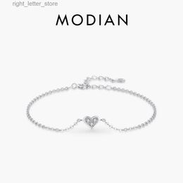 Bangle Modian 2023 Nouveau design True 925 Bracelet CZ Pure Silver CZ Crystal Wedies Ladies Classic Romantic Jewelry YQ240409