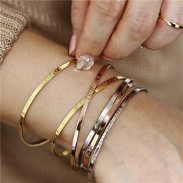 Brazalete Modyle de acero inoxidable para mujer, pulseras Mantra de Color rosa dorado y plateado, regalos 230710