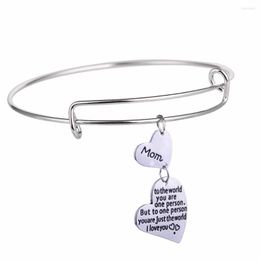 Bangle Mom Mommy Gifts I Love You Double Heart Pendant Familie Mama Bangles Mothers Day Presenteert vrouwen sieraden bedelarmband