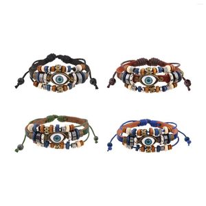 Bangle Multilayer PU lederen armband geschenken verstelbare lengte pols manchet vintage stijl kralen wrap voor mannen vrouwen