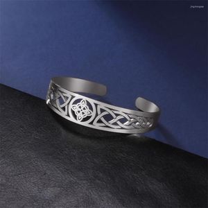 Bangle mijn vorm heksen knoop gelaagde armband voor vrouwelijke mannen roestvrij staal Keltische heidense wiccan symbool geluk Irish sieraden