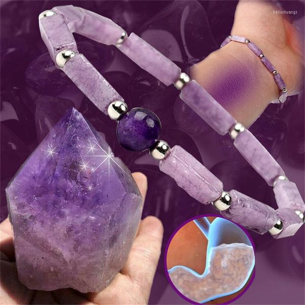 Brazalete de amatista natural para purificar el cuerpo, pulsera adelgazante, pulseras de energía de piedra para mujeres, alivio de la fatiga, Yoga curativo