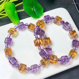 Bangle Natural Amethyts en Citrine Cube Bracelet Handmade Crystal Quartz Sieraden Stretch Children Birthday Gift 1pcs