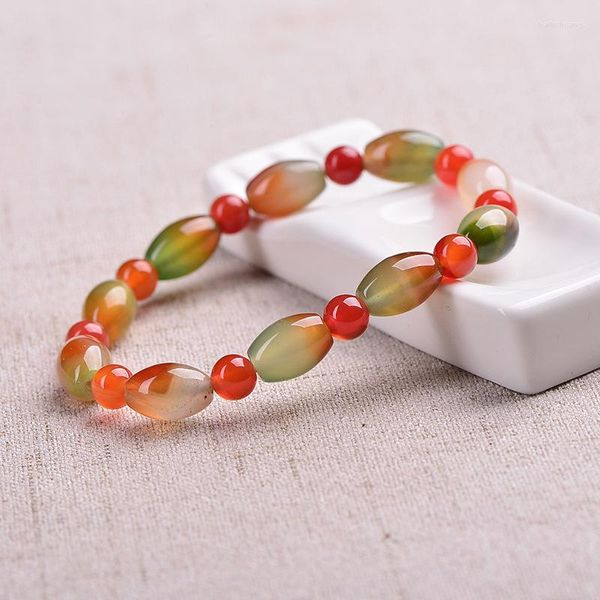Bracelet perles naturelles perles colorées paon agate bracelet rouge couleur simple petite amie étudiante
