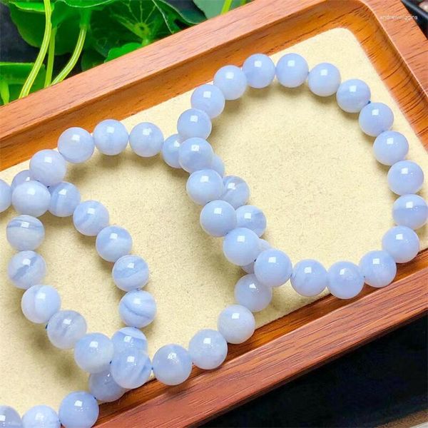 Bracelet en agate de dentelle bleue naturelle, perle carrée, pierre de guérison en cristal, pierre précieuse à la mode, bijoux cadeau 1 pièces 9/10mm