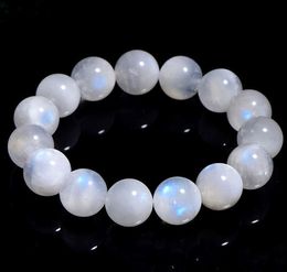 Bracelet naturel bleu clair pierre de lune perles bracelet rond femmes hommes 7mm 8mm 9mm 10mm 11mm 12mm 13mm 14mm AAAAA 230921