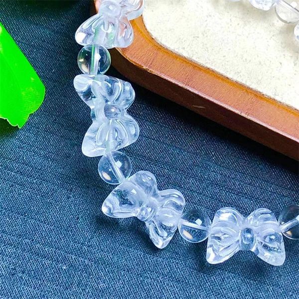 Bracelet Naturel Quartz Clair Papillon Bracelet Femmes Guérison Gemme Cristal Strand Bracelets Amoureux Petite Amie Bijoux Cadeau 1PC 12x16mm