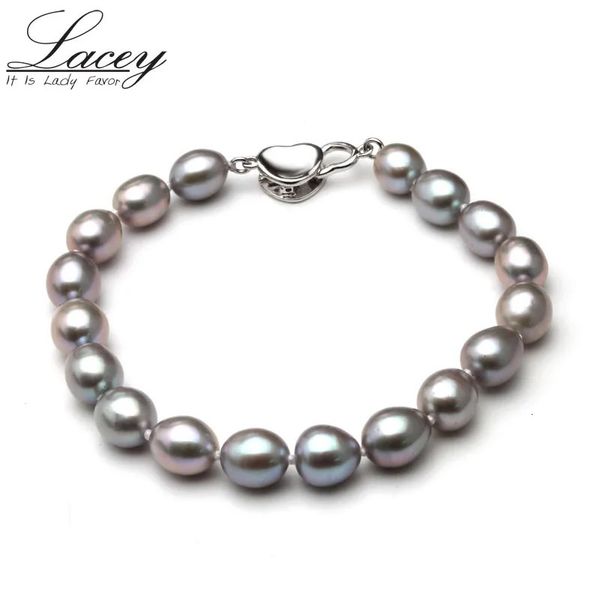 Bracelet Bracelets de perles d'eau douce naturelles Bracelets pour femmes Mode Perles de perles grises Bracelets Bijoux Cadeau de la Saint-Valentin 231115