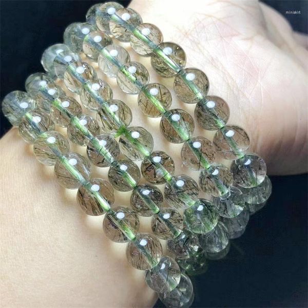 Bracelet à Quartz rutilé vert naturel, chaîne minérale d'énergie de Fortune, amulette pour femme, bijoux, cadeau de guérison, 1 pièce