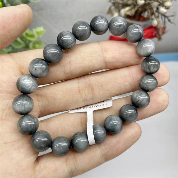 Brazalete de piedra de ojo de halcón natural, pulsera hecha a mano de cristal de cuarzo, joyería elástica para niños, regalo de cumpleaños, 1 Uds., 10MM