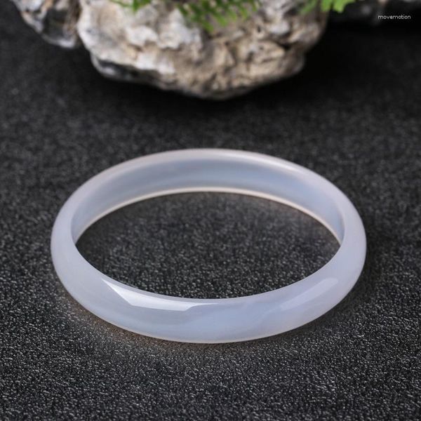 Brazalete de jades naturales para mujer, accesorios de joyería fina, brazaletes de ágata de Calcedonia blanca auténtica para novia, regalos para mamá