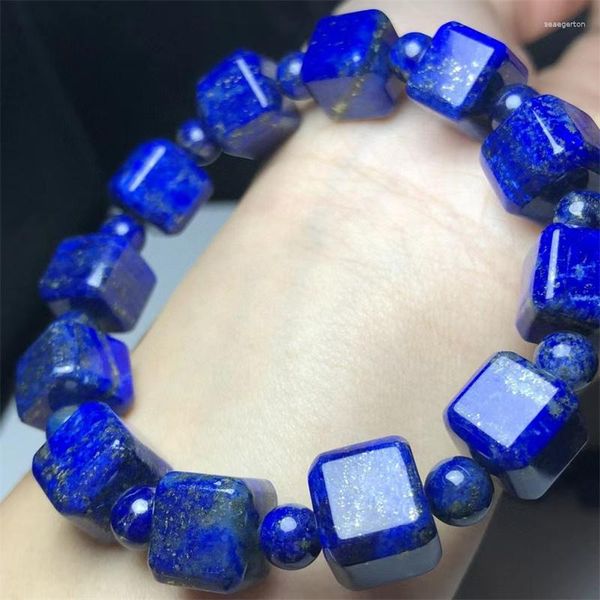 Brangle Natural Lapis Lazuli Cube bracelet Crystal Healing Stone Fashion Gemstone Femmes Bijoux Gift 1PCS