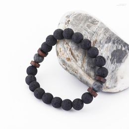 Bangle Natural Lava Volcanic Stone Bracelet Perles Bracelets Pour Hommes Et Femmes