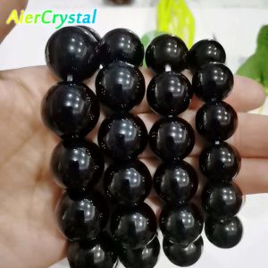 Bangle Natural Lucky Obsidian Stone Bouddha Bels Bracelets Couples Fashion exquise Allmatch Bracelets élastiques pour hommes et femmes