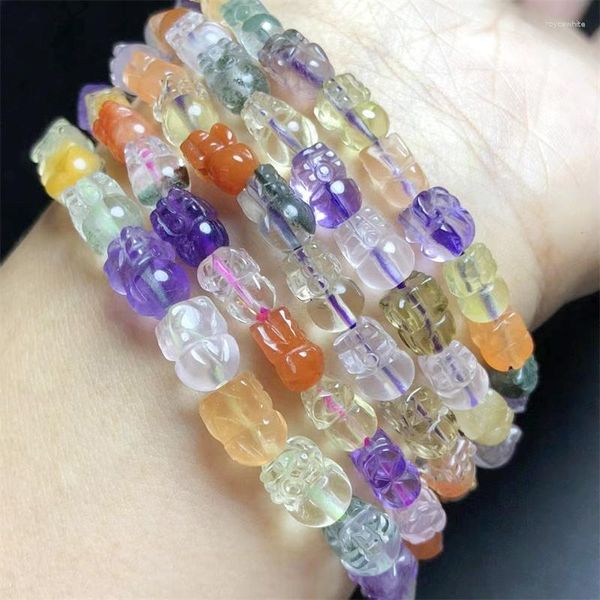 Brazalete de cristal mezclado Natural Pixiu pulsera hecha a mano joyería de cuarzo estiramiento niños regalo de cumpleaños 1 Uds