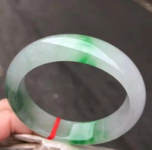 Brazalete de jadeíta Natural de Myanmar, barra plana, piedra de Jade verde Real para pulseras de temperamento de mujer