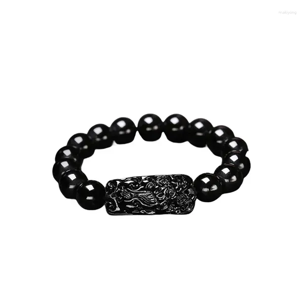 Bracelet en obsidienne naturelle Pixiu, bracelet en perles de pierre, Feng Shui, santé, richesse, accessoires fins pour hommes et femmes