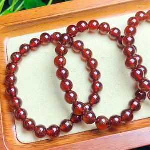 Bracelet Naturel Orange Grenat Bracelet Cristal Bracelets Perle Ronde Stretch Guérison Gemme Cadeau D'anniversaire 1 PCS 7/8mm