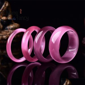 Bangle Natuurlijk Roze Cat Eye Rock Prachtige Mode Armband Accessoires Sieraden Aangepast Cadeau Vriendin Amets Gezicht Breedte 825Mm Drop Dh6Lu