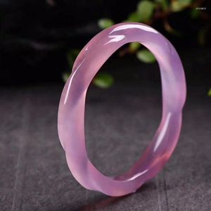 Bangle Natural Purple Chalcedony Jade Bangles vrouwen mannen echte gecertificeerde jades stenen lavendel fijne sieraden femme armbanden