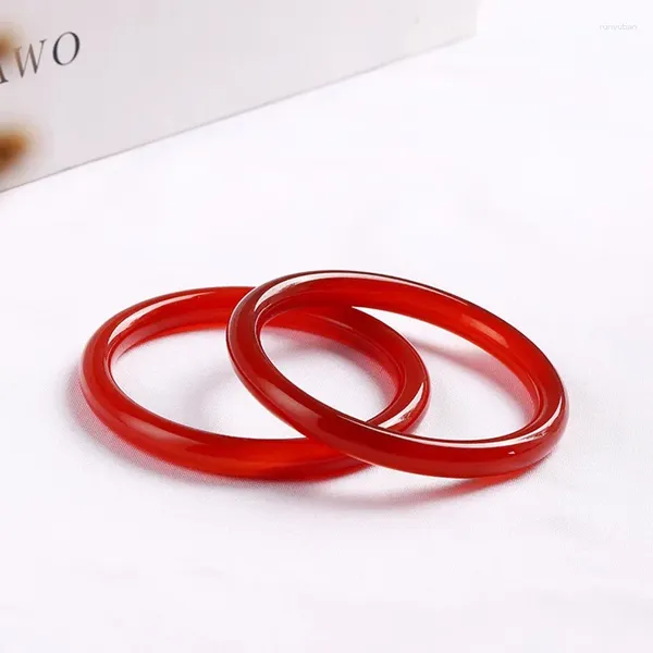 Brazalete de calcedonia roja natural de brazalete femenina en guerra estados jade belleza redonda auténtica chino s