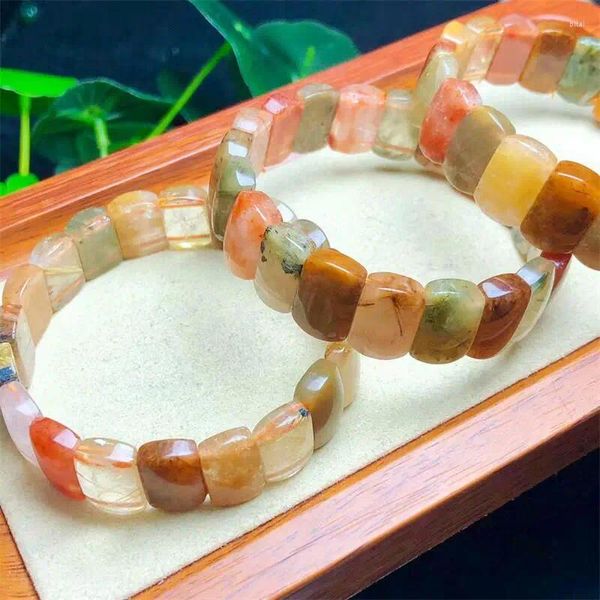 Bracelet en Quartz rutilé naturel, breloques de luxe, à la mode, personnalisé, cadeau de vacances pour hommes et femmes, 1 pièce, 9x14mm