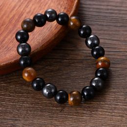 Brazalete de piedra natural que atrae la riqueza y la buena suerte Pulsera magnética Temperamento Clásico Feng Shui Obsidiana Joyería con cuentas neutras